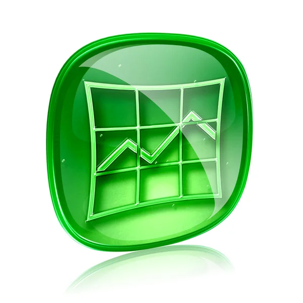 Grafikon ikon zöld üveg, elszigetelt fehér background. — Stock Fotó