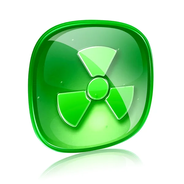 Radioactive icon green glass, isolated on white background. — Stock Photo, Image