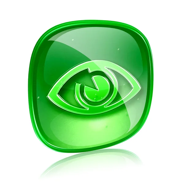Oko ikonu zelené sklo, izolovaných na bílém pozadí. — Stock fotografie