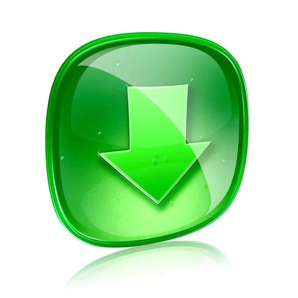 Baixar ícone de vidro verde, isolado no fundo branco . — Fotografia de Stock