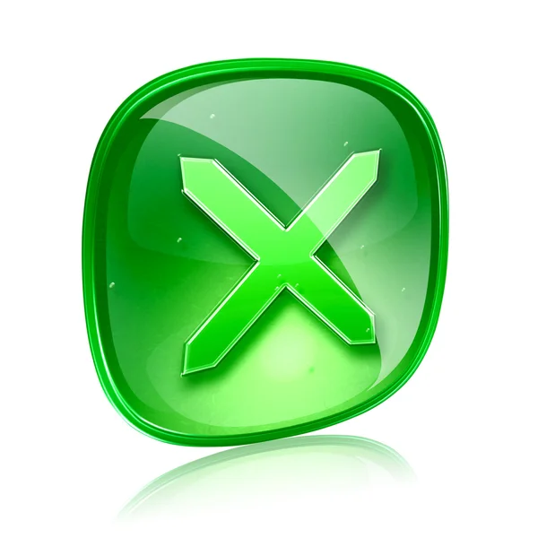 Vicino icona vetro verde, isolato su sfondo bianco . — Foto Stock