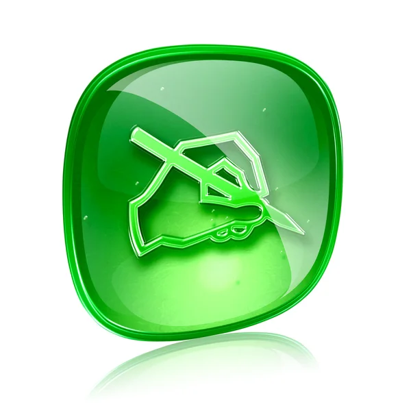 Icona email vetro verde, isolato su sfondo bianco . — Foto Stock