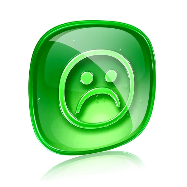 Smiley dissatisfied green glass, isolated on white background. — Stock Photo, Image