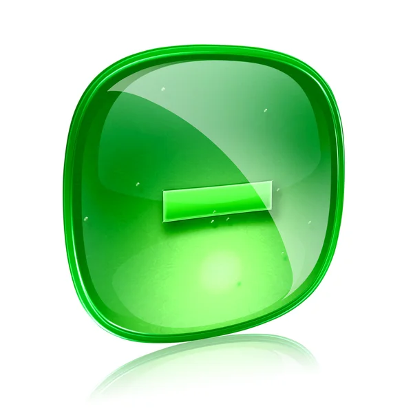 Minus icon green glass, isolated on white background — Stock Photo, Image
