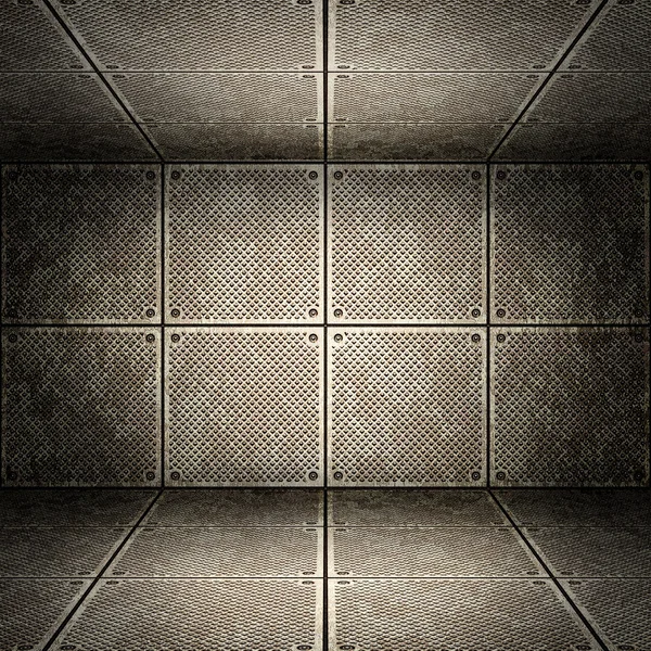 Oude metalen interieur, textuur van metaal. — Stockfoto
