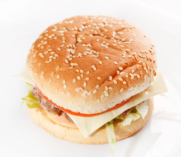 Hambúrguer no branco — Fotografia de Stock