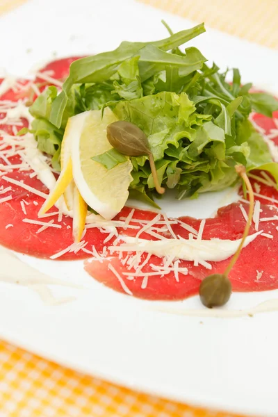Meat Carpaccio with Parmesan Cheese — Stock Photo, Image