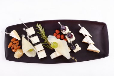 Plate with different types cheese clipart