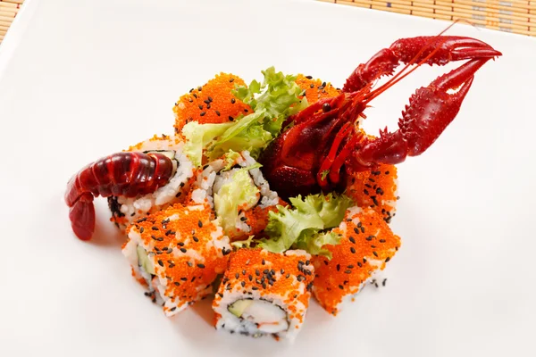 Sushi com câncer ver — Fotografia de Stock