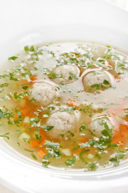 Soup with meatballs clipart