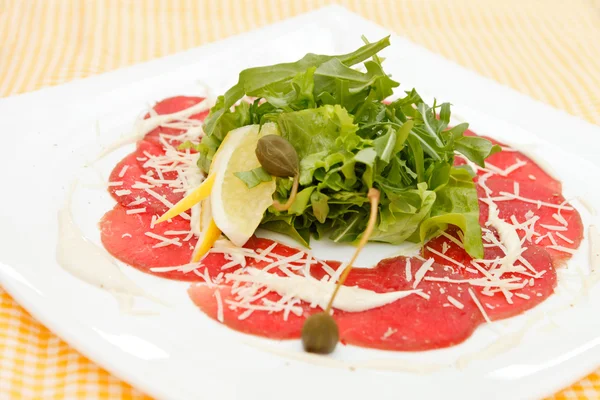 stock image Meat Carpaccio with Parmesan Cheese