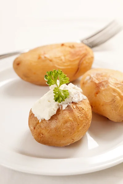 Bakad potatis fylld med mjuk ost — Stockfoto