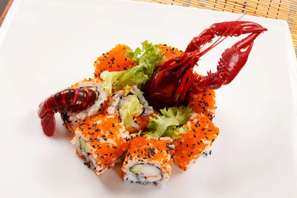Sushi com câncer ver — Fotografia de Stock