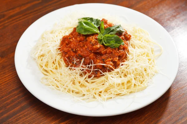Pasta with meat sauce — Stock Photo, Image