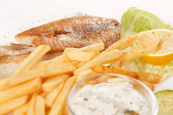 Fish with french fries — Stock Photo, Image