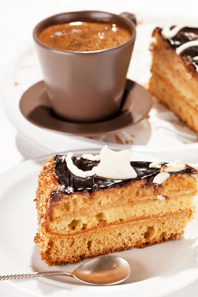 stock image Chocolate cake with coffee