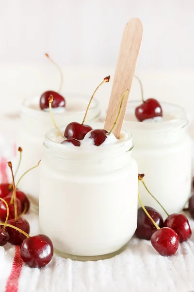 stock image Yoghurt with cherry