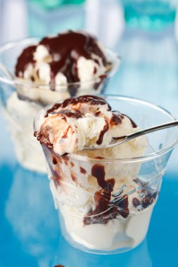 Vanilla ice cream with chocolate clipart