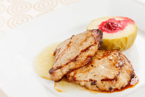 stock image Grilled pork with apple