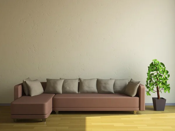 Il divano e la pianta — Foto Stock