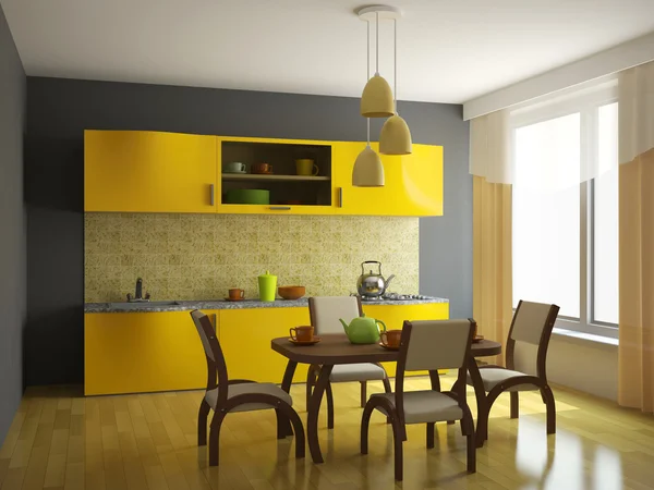 オレンジ色の家具とキッチン — ストック写真