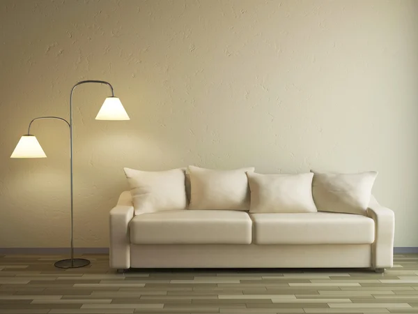 El sofá y la lámpara — Foto de Stock