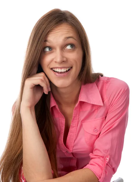 Mladý usmívající se šťastná žena portrét — Stock fotografie