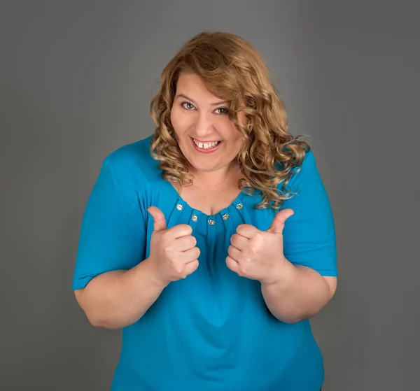 Cheerful fat woman — Stock Photo, Image