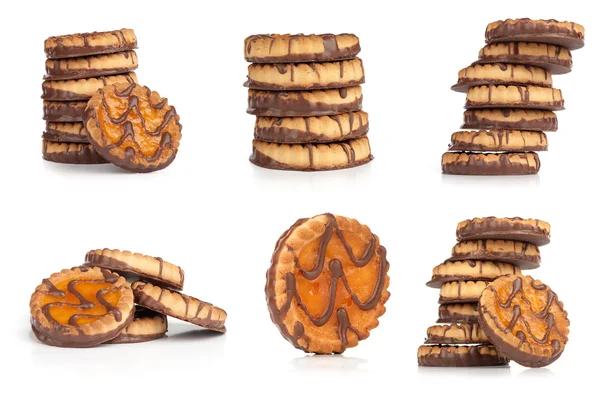 Choklad cookies med jam set — Stockfoto