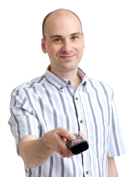 Young man using tv control — Stock Photo, Image