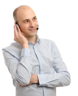 Portrait of a handsome customer service operator clipart