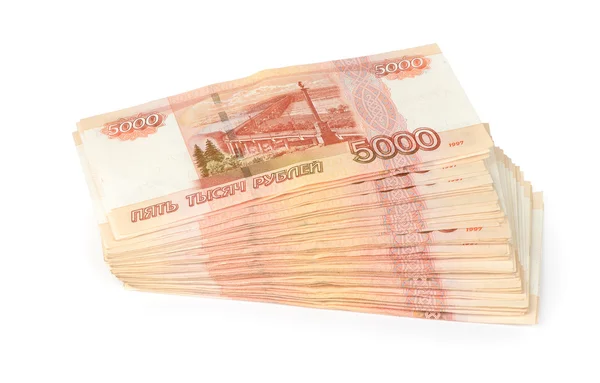Rubli rosyjskich na białym tle — Zdjęcie stockowe