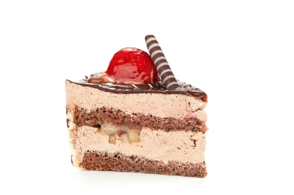 Strawberry cake with chocolate cream — Stock Photo, Image