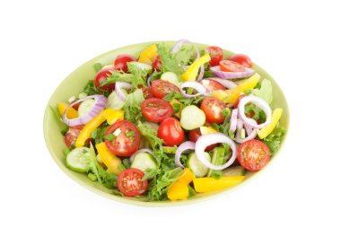 sebze salatası üzerine beyaz izole