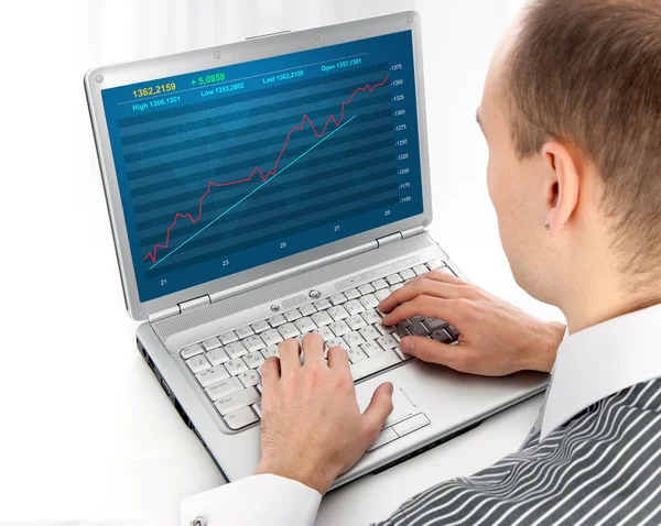 Diagrama financeiro em um monitor — Fotografia de Stock
