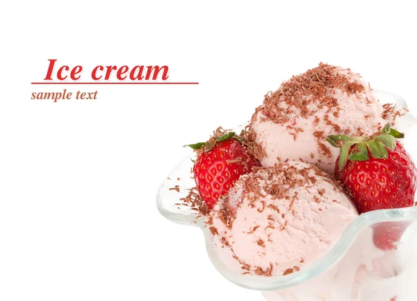 Crème glacée au chocolat et fraise — Photo