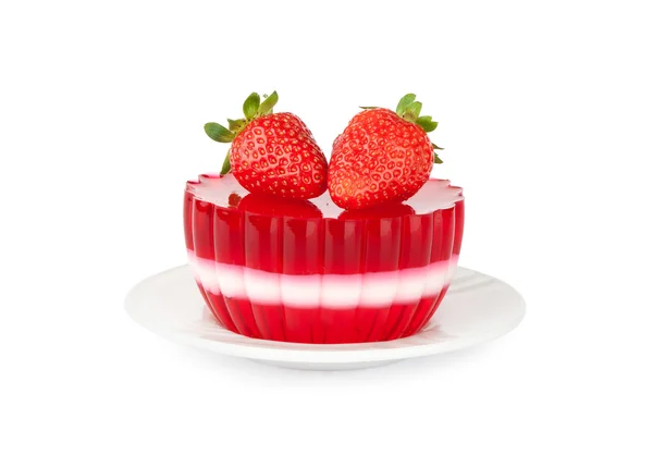 Strawberry jelly isolated on white — Stock Photo, Image