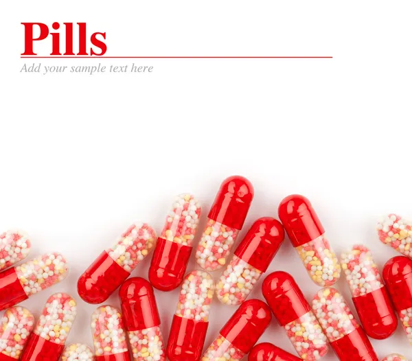 Close up van rode medische capsules — Stockfoto
