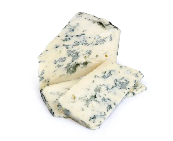Modrý sýr na bílém pozadí — Stock fotografie