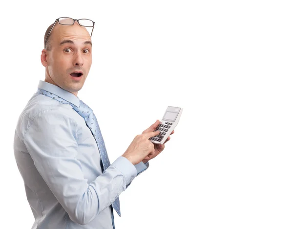 Business man with calculator — Stock Photo, Image