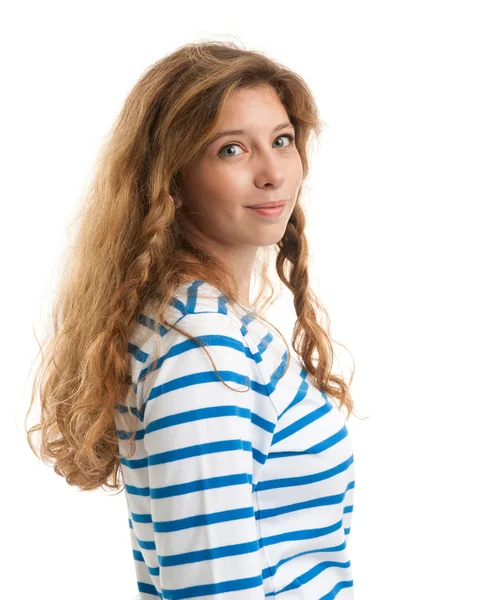 Menina bonita com longos cabelos encaracolados — Fotografia de Stock