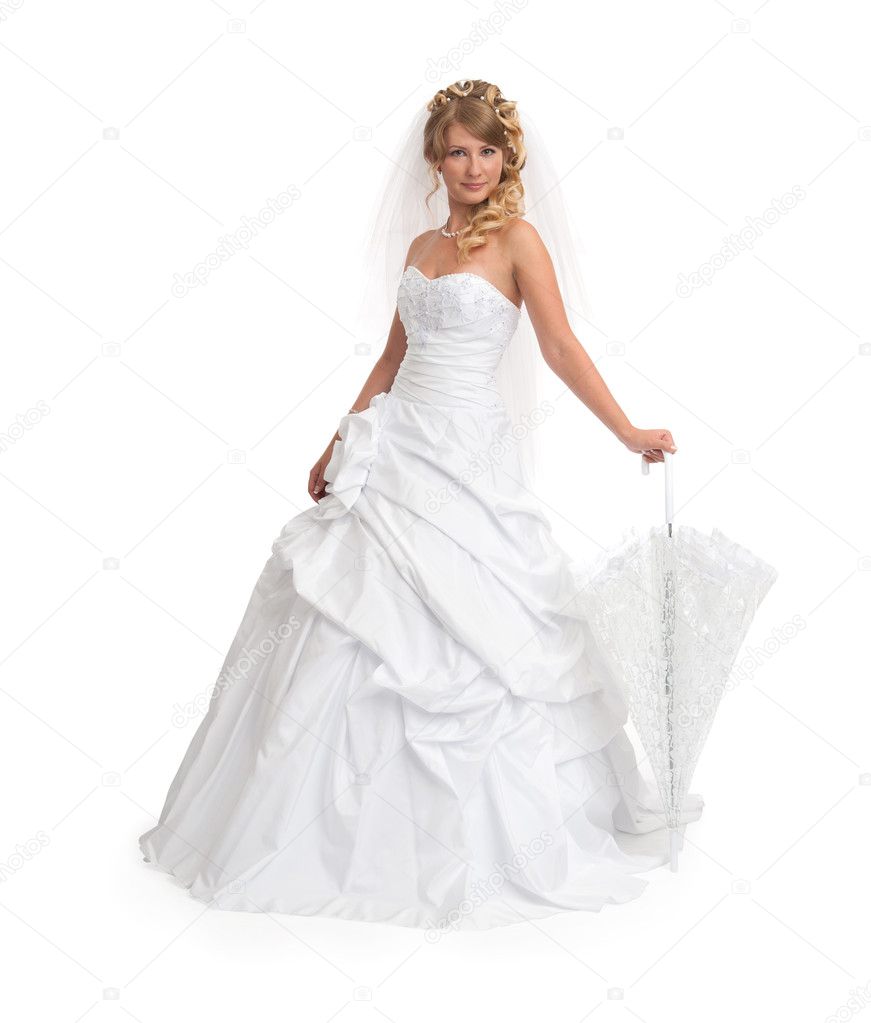 Bride wearing luxurious wedding dress
