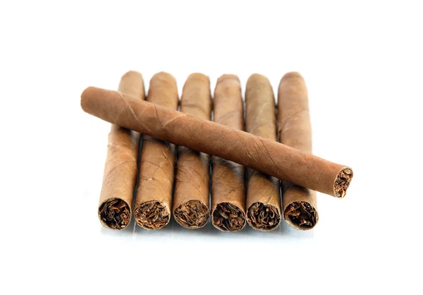 Cigarrer på vit — Stockfoto