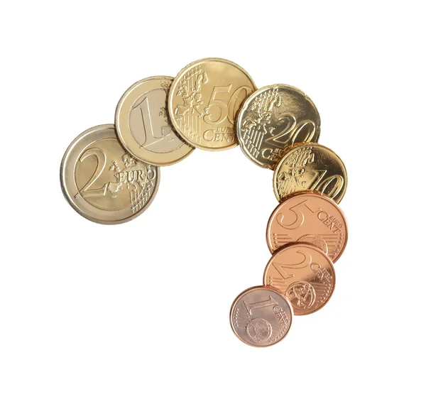 Европейские монеты на белом — стоковое фото