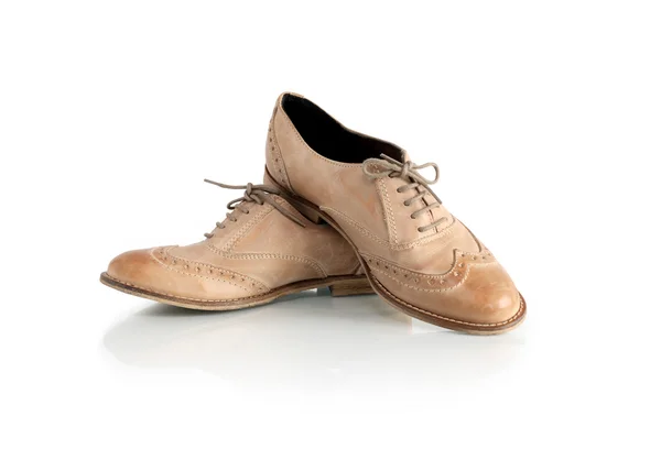 Béžové kožené boty — Stock fotografie