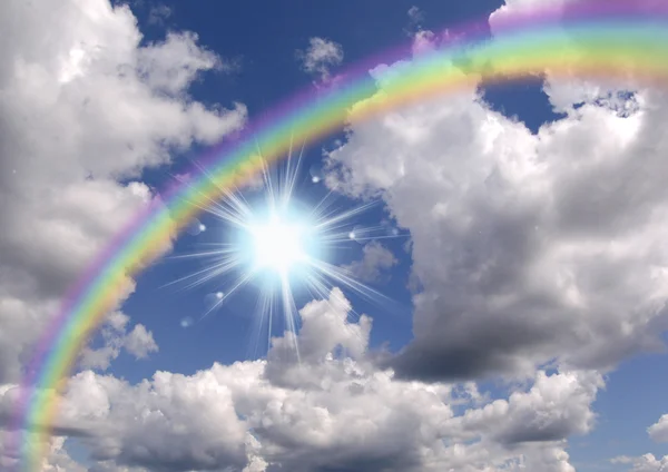 Rainbow in clouds — Stock Photo, Image