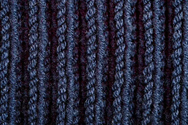 Gestrickte Textur aus blauer Wolle — Stockfoto
