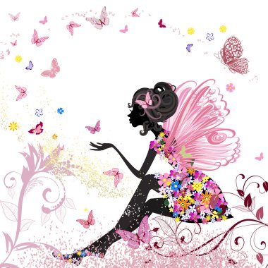 Flower Fairy in the environment of butterflies