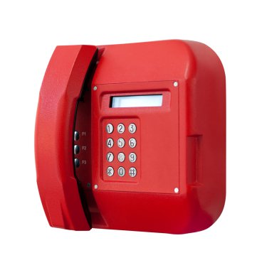 Red phone on white background. clipart