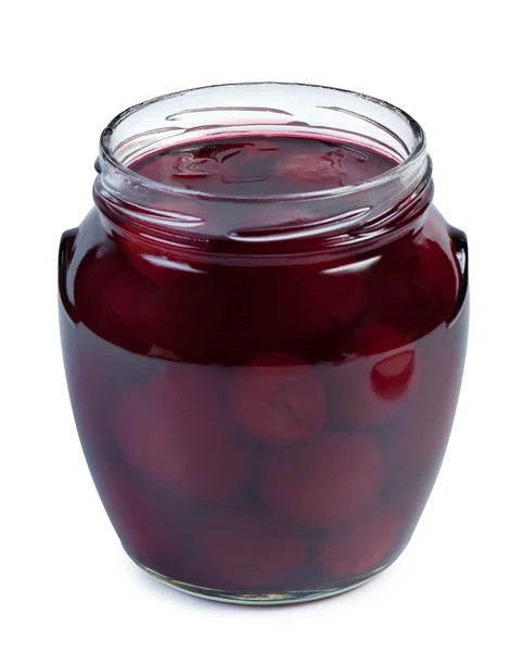 Canned fruit in glass jar. — Stock Photo, Image